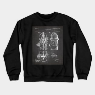 Fire Fighter Patent - Fire Hydrant Art - Black Chalkboard Crewneck Sweatshirt